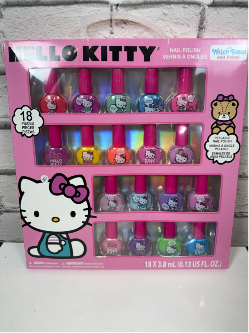 Hello Kitty Kids Nail Polish Set 18-Piece Peelable Water Based Multicolor NEW